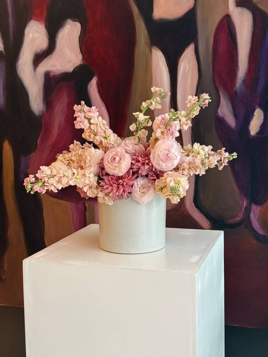 Arreglo en tonos rosa palo